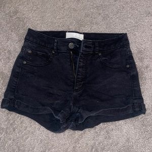 Black denim shorts